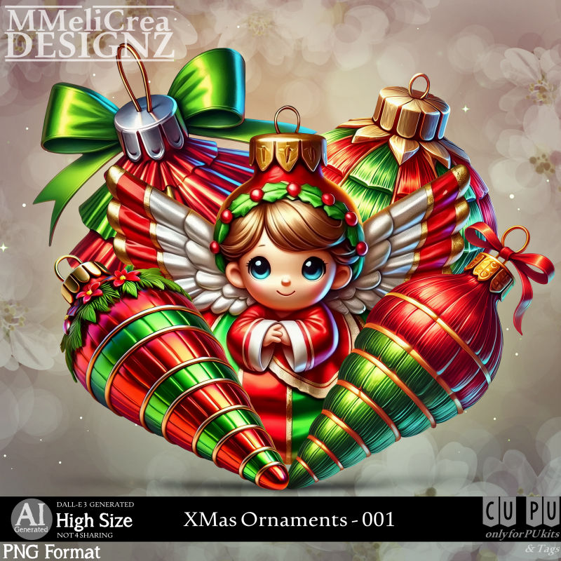 (image for) AI - XMas Ornaments - CU001 (CU4PU/PNG/PACK)